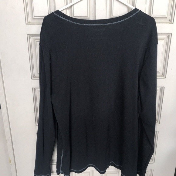 Liz Claiborne T Shirt Sz3X Black Long Sleeves V Neck Simple Design Pre-Owned - Picture 2 of 9